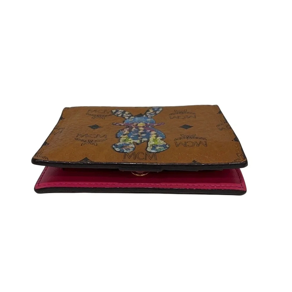 Flawed Gem! MCM Millie Star Eyed Bunny Visetos Cognac Wallet K-Fashion Pop Art